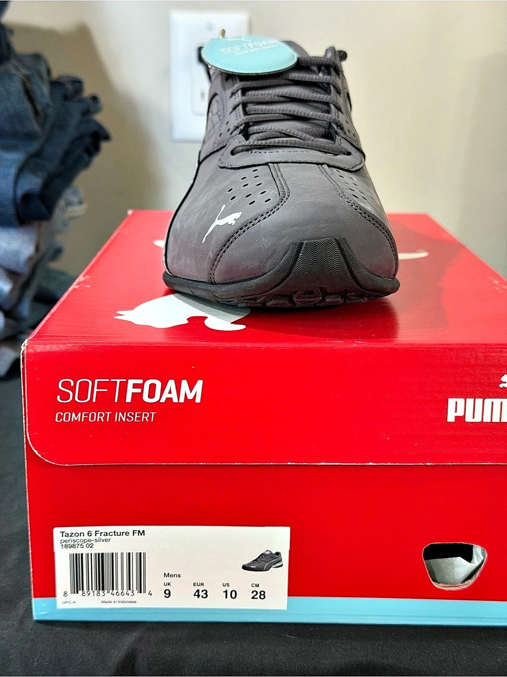 Puma Tazon 6 Fracture FM Men's Athletic Shoes Gray US 9 NWT